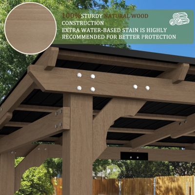Image showing  10 x 8ft. Cedar Wood Grill Gazebo Outdoor with Steel Roof