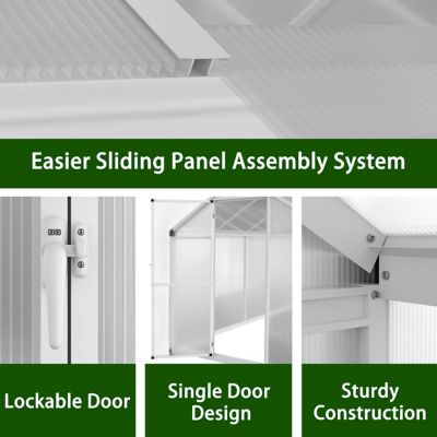 Image showing  6 ft. W x 12 ft. D Polycarbonate Walk-in Greenhouse for Outdoors with Adjustable Roof Vent, White