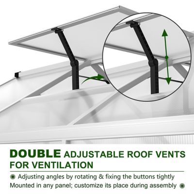 Image showing 5 th Veikous 6 ft. W x 12 ft. D Polycarbonate Walk-in Greenhouse for Outdoors with Adjustable Roof Vent, White