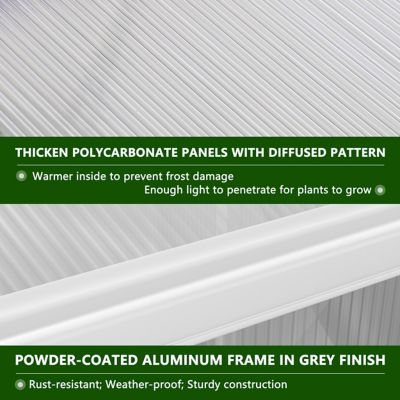 Image showing 6 th Veikous 6 ft. W x 12 ft. D Polycarbonate Walk-in Greenhouse for Outdoors with Adjustable Roof Vent, White