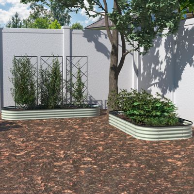 Image showing 5 th Veikous 8 x 2 x 1ft. Galvanized Raised Garden Bed 9-in-1 Planter Box, Light Green