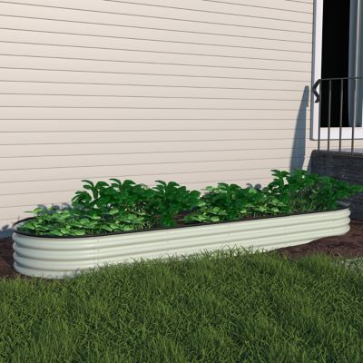 Image showing 6 th Veikous 8 x 2 x 1ft. Galvanized Raised Garden Bed 9-in-1 Planter Box, Light Green