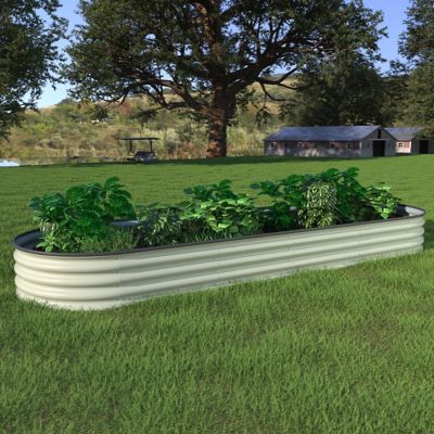 Image showing 7 th Veikous 8 x 2 x 1ft. Galvanized Raised Garden Bed 9-in-1 Planter Box, Light Green