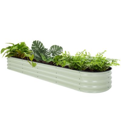 Image showing 8 th Veikous 8 x 2 x 1ft. Galvanized Raised Garden Bed 9-in-1 Planter Box, Light Green