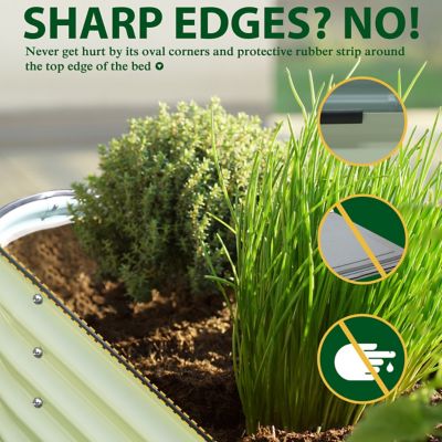 Image showing 9 th Veikous 8 x 2 x 1ft. Galvanized Raised Garden Bed 9-in-1 Planter Box, Light Green