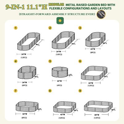Image showing  9-in-1 Planter Box Outdoor Galvanized Steel Raised Garden Bed, 8 ft. x 2 ft. x 1 ft., Gray