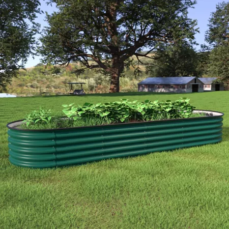 Veikous Galvanized Raised Garden Bed Kit Green Raised Garden Beds