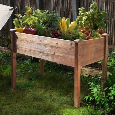 Veikous 47 in. x 23 in. x 30 in. Wooden Raised Garden Bed with Liner, Rustic