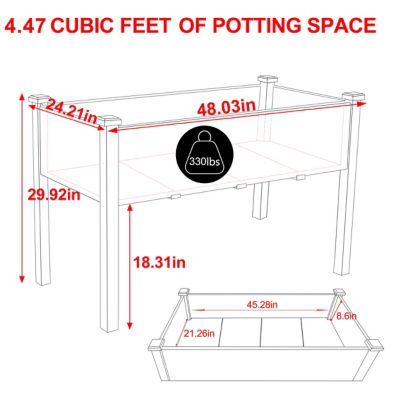 Image showing  Cedar Raised Garden Bed with Liner, 47 in. x 23 in. x 30 in., Rustic