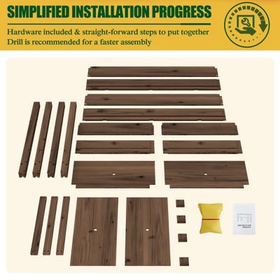 Image showing 8 th Veikous Cedar Raised Garden Bed with Liner, 47 x 23 x 30in., Rustic