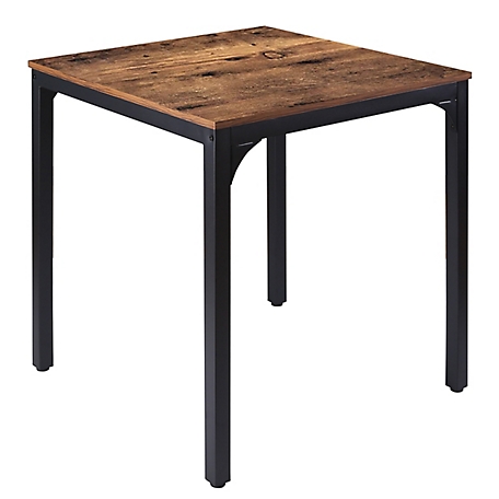 Veikous Table Wood Color Ironwood 27.6 in. W Square Dining Table Sturdy and Heavy Duty Writing Desk