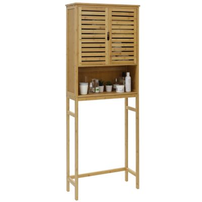 Veikous 24.4 in. W x 9.5 in. D x 66.9 in. H Bamboo Over-the-Toilet Storage with Adjustable Shelf