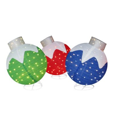 Veikous 36 in. Pop-Up Ornament Outdoor Christmas Holiday Yard Decoration Warm White LED, 3 pk.