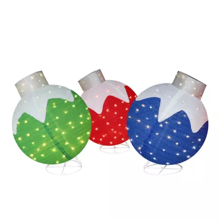 Veikous 35" Pop Up Ornament for Outdoor Christmas Yard Holiday Decoration Warm White LED 3 Pack Rain Barrels