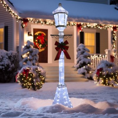 Veikous 6 ft. H 3D Cool White LED Post Light Christmas Holiday Yard Decoration
