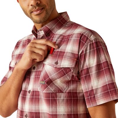 Image showing  Men's Rebar Made Tough Durastretch Flannel Short -Sleeve Work Shirt