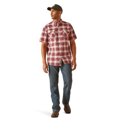 Image showing  Men's Rebar Made Tough Durastretch Flannel Short -Sleeve Work Shirt