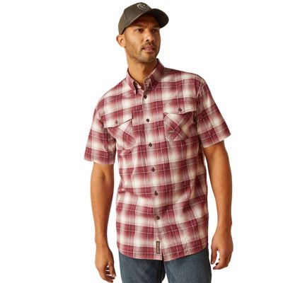 Ariat Men's Rebar Made Tough Durastretch Flannel Short -Sleeve Work Shirt