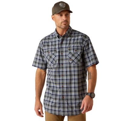 Ariat Men's Rebar Made Tough Durastretch Flannel Short -Sleeve Work Shirt