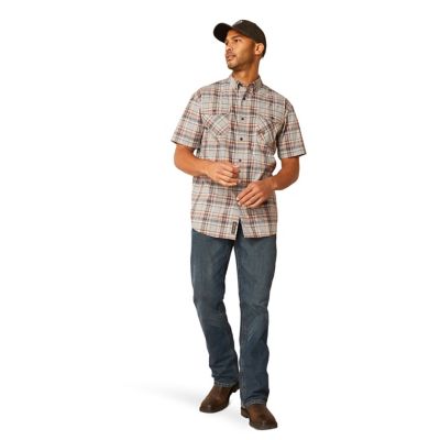 Image showing  Men's Rebar Made Tough Durastretch Flannel Short -Sleeve Work Shirt