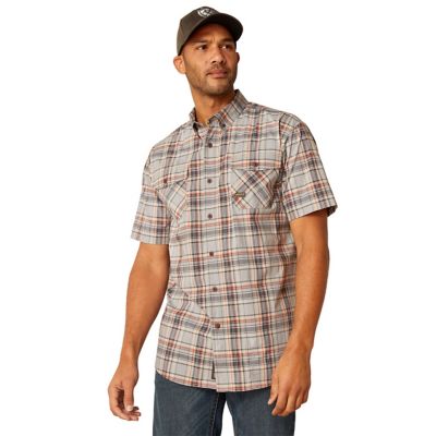 Ariat Men's Rebar Made Tough Durastretch Flannel Short -Sleeve Work Shirt