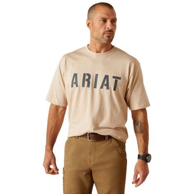 Image showing 0 th Ariat Men's Rebar Cotton Strong Block Logo Short -Sleeve Work T-Shirt