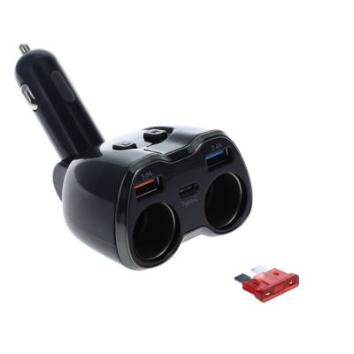 Image showing  12V 2-Way Adapter with Usb & USB C Ports