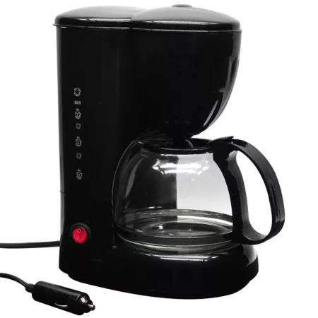 RoadPro 20 oz 12 V coffee maker with glass carafe reusable filter black Coffeemakers & Kettles