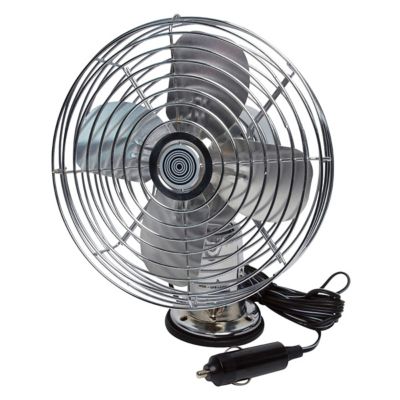 RoadPro 12V Metal Truck Or Bus Fan W Dash Mount Vintage Chrome Look 2-Speed Electric Cooling Fan for Vehicles