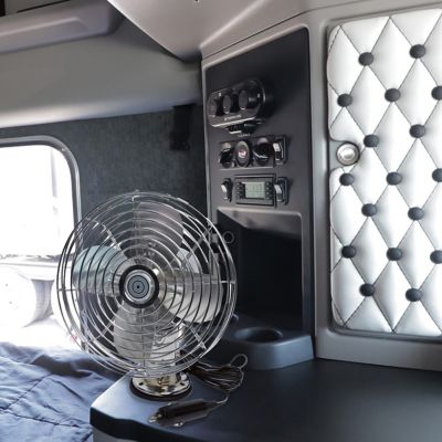 Image showing 7 th RoadPro 8.9 in. 2-Speed Indoor/Outdoor 12V Electric Metal Truck or Bus Fan with Dash Mount, 1,000 CFM, Vintage Chrome Look