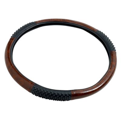 RoadPro 18 in. Black/Woodgrain Massage Steering Wheel