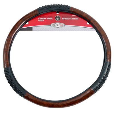 Image showing  18 in. Black/Woodgrain Massage Steering Wheel