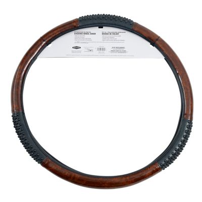Image showing  18 in. Black/Woodgrain Massage Steering Wheel
