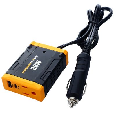 PowerDrive 30 Watt Power Inverter Car Plug Adapter Dc 12V to 110V Dc Slim Converter