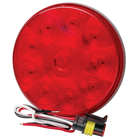 RoadPro 4-Inch LED Low Profile Round Sealed Stop Turn Tail Light Red