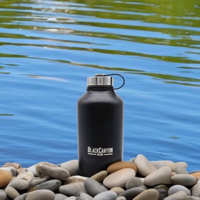 Image showing  64 oz. Tumbler Double Wall Travel Mug Stainless Steel Tumbler with Attached Lid Black