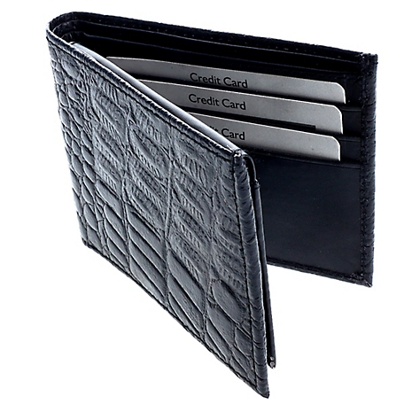 BlackCanyon Outfitters Bifold Leather Wallet with Rfid Block Crocodile Embossed