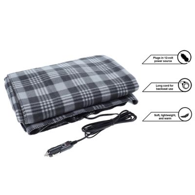 Image showing  12V Heated Blanket for Truck - Car Camping Travel Throw 12-Volt Fleece Portable Heated Blanket