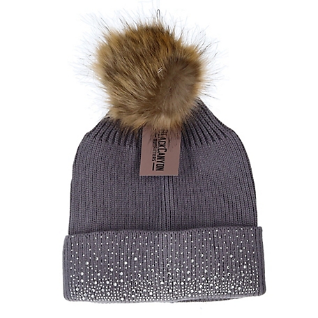 BlackCanyon Outfitters Bling Accent Ladies Knit Hat with Pompom at
