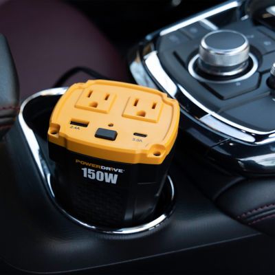 Image showing  Car Power Inverter 150W Cup Holder 12V Dc to 110V AC with 2 Outlets 2 Ports