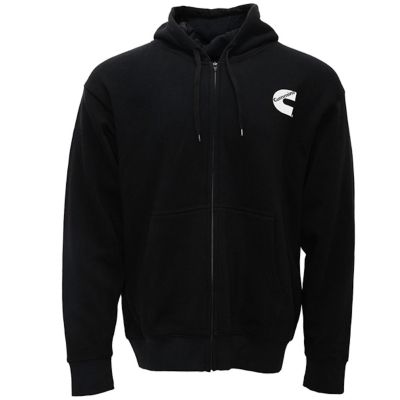 Unisex Fleece Full Zip Hoodie 100 Percent Cotton Sweatshirt Black