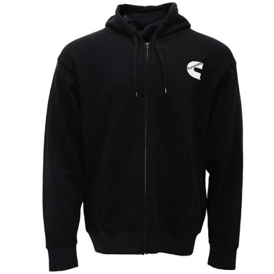 Cummins Unisex Fleece Full Zip Hoodie 100 Percent Cotton Sweatshirt Black