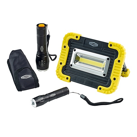RoadPro Flashlight Combo Kit with Work Light Portable Emergency Lighting Set