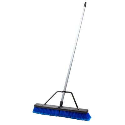 HelpMate Push Broom Outdoor Indoor 24 in. Sweeping Head with 60 in. Steel Long Handle Multi-Surface