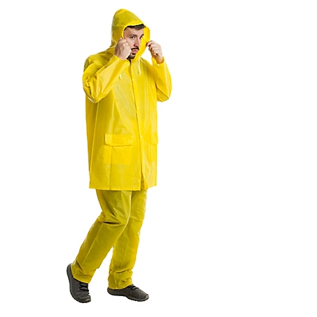RoadPro Hooded Yellow Rain Suit