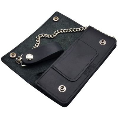 Image showing  Leather Chain Wallet Biker Style Bifold Usa Made W 12 in. Chain
