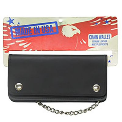 Image showing  Leather Chain Wallet Biker Style Bifold Usa Made W 12 in. Chain