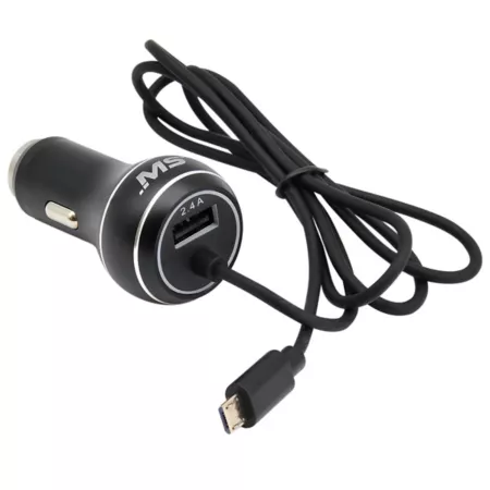 MobileSpec Micro 2.4A USB Car Charger - Small 12V Adapter USB Cable for Android and Other Devices 4.8A - Black Cell Phone Accessories