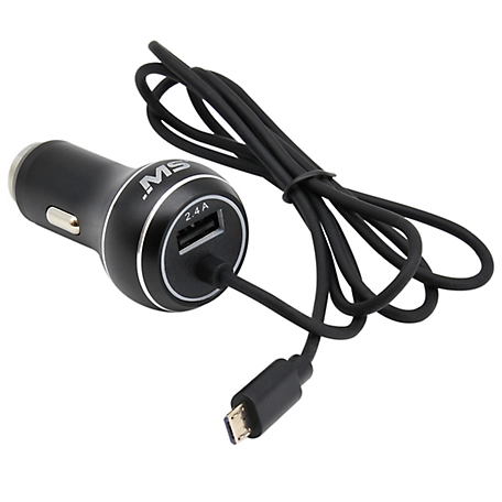 MobileSpec Micro 2.4A Usb Car Charger - Small 12V Adapter Usb Cable for Android and Other Devices 4.8A - Black