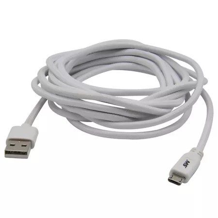 MobileSpec 10ft Micro to USB Cable - Charging Cord for Android Long Micro to Type Power Cord - White Cell Phone Accessories